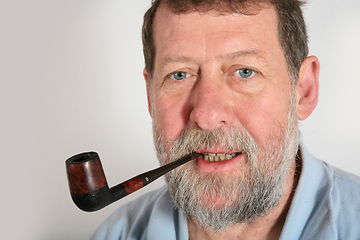 Image showing Mature scandinavian man smoking  pipe