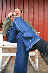 Image showing Mature scandinavian man smoking  pipe