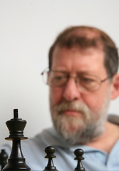 Image showing Mature scandinavian man playing chess