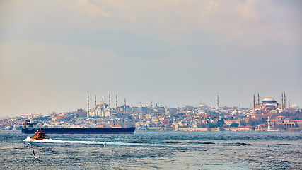 Image showing Panorama of Istanbul with Hagia Sophia, Blue Mosque, Turkey