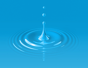 Image showing Blue paint drop and ripple