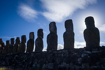 Image showing Moais statues, ahu Tongariki, easter island