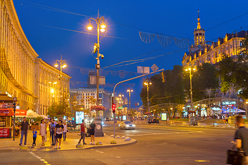 Image showing People street Khreshchatyk Kiev twilight