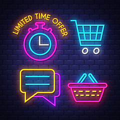 Image showing E-commerce neon signs collection 