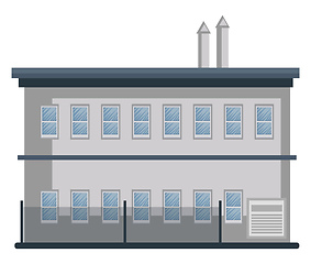 Image showing Cartoon white building with blue roof vector illustartion on whi