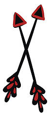 Image showing Clipart of a pair of crossed bow arrows in red and black color v