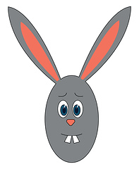 Image showing Concered grey bunny vector illustration on white background.