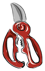 Image showing A brown scissor, vector color illustration.