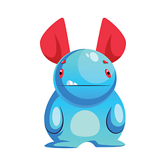 Image showing Vector illustration of confused blue monster character with huge