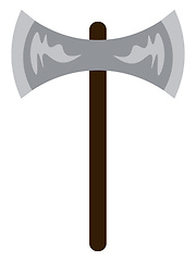 Image showing A double headed metal axe with wooden handle vector color drawin