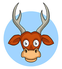 Image showing Cartoon brown deer vector illustration on white backround