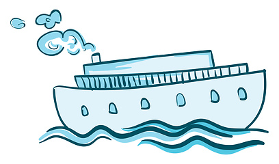 Image showing A blue steam ship vector or color illustration