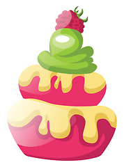 Image showing Raspberry cupcakes with green icingillustration vector on white 