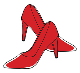 Image showing Clipart of a pair of red-colored shoes vector or color illustrat