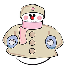 Image showing A snowman in winter cloth vector or color illustration