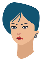 Image showing Abstract cartoon of a girl with short blue hair vector illustrat