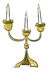 Image showing Three glowing candles on a three-arm stand vector color drawing 