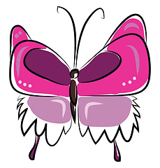 Image showing Painting of a cute butterfly in pink color vector color drawing 