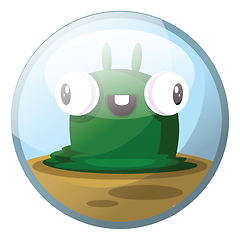 Image showing Cartoon character of a green slug monster with eyes standing out