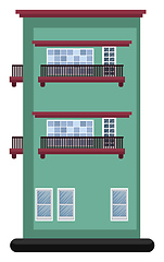 Image showing Cartoon green building with red roof and two floors vector illus