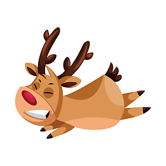 Image showing Smilling christmas deer flying around vector illustration on a w