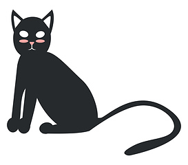 Image showing Black cat with long tail vector or color illustration