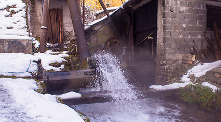 Image showing Rural landscape with old watermill in woods