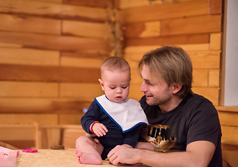 Image showing Portrait of young father and his cute baby son