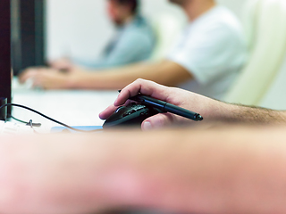 Image showing Closeup of Graphic Designer Working at Workplace