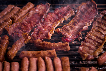 Image showing delicious grilled meat on barbecue