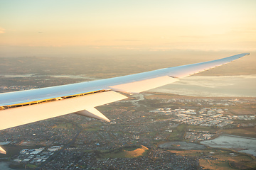 Image showing passenger airplane in the evening sun