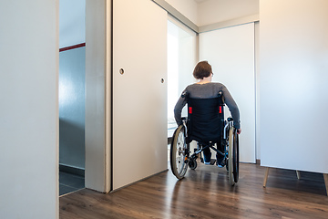 Image showing disabled woman in her apartment