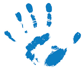 Image showing blue human handprint on white