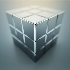 Image showing Chrome cube block reflection