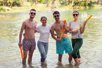 Image showing summer joy friends having fun on river