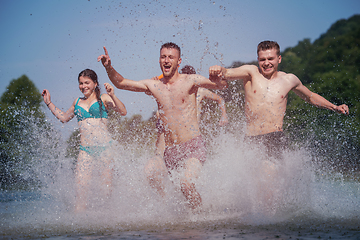 Image showing summer joy friends having fun on river