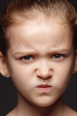 Image showing Close up portrait of a little emotional girl