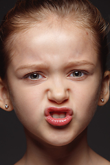 Image showing Close up portrait of a little emotional girl