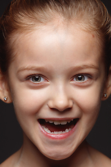 Image showing Close up portrait of a little emotional girl