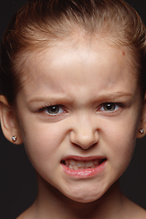 Image showing Close up portrait of a little emotional girl