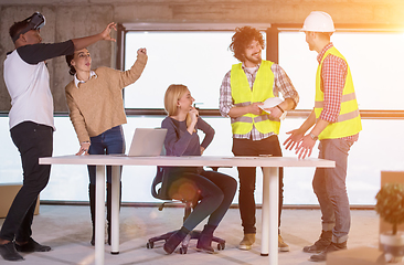 Image showing group of multiethnic business people on construction site