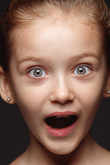 Image showing Close up portrait of a little emotional girl