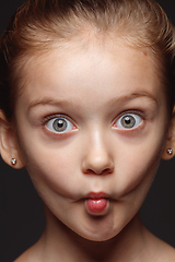 Image showing Close up portrait of a little emotional girl