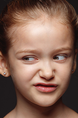 Image showing Close up portrait of a little emotional girl