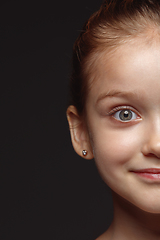 Image showing Close up portrait of a little emotional girl