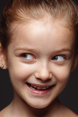 Image showing Close up portrait of a little emotional girl