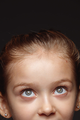 Image showing Close up portrait of a little emotional girl