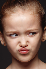 Image showing Close up portrait of a little emotional girl