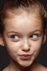 Image showing Close up portrait of a little emotional girl