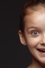 Image showing Close up portrait of a little emotional girl